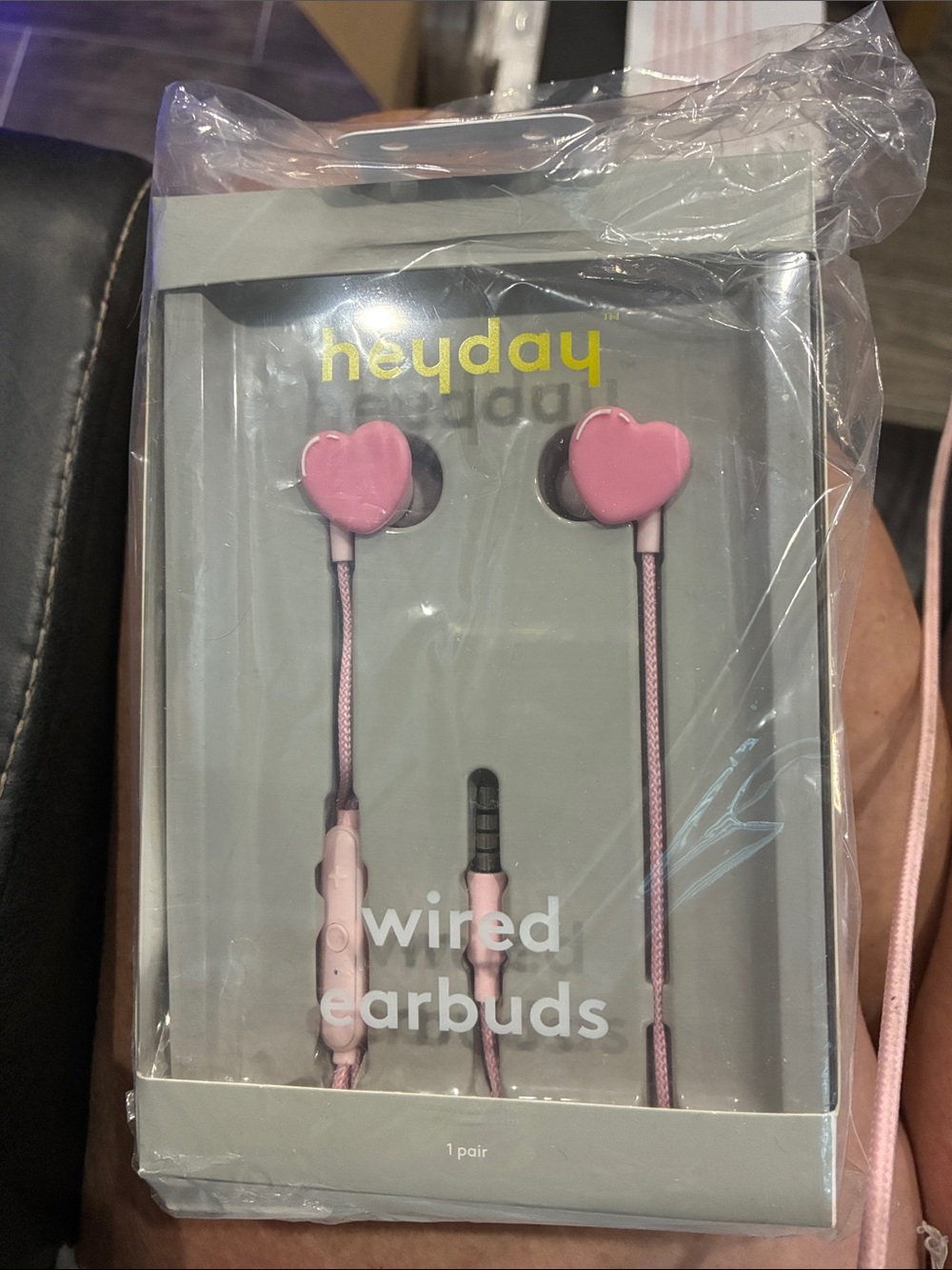 heyday Pink Heart-Shaped Wired Earbuds with Inline Remote